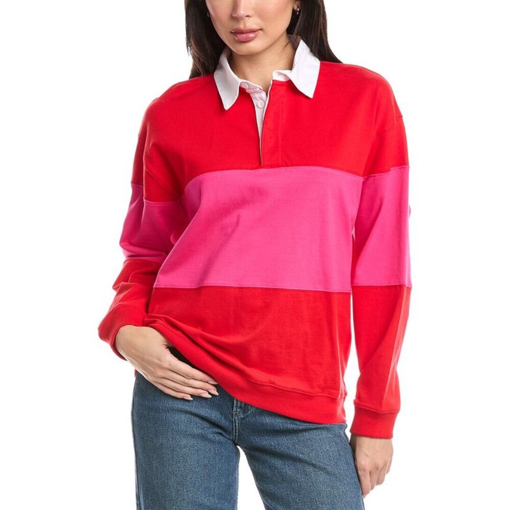 Rd Style Womens Esther Heavy Rugby Polo Pullover, Pink